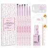 imageBeetles Gel Nail Art Brushes 6 Pcs DoubleEnded Fingernail Art Design Pens Gel Paint Liner Ombre Gradient French Tip Brush Dotting Pen Nail Brush Set DIY Manicure Tools Gift for WomenPink Color Gel  Floral Nail Brushes