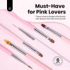 imageBeetles Gel Nail Art Brushes 6 Pcs DoubleEnded Fingernail Art Design Pens Gel Paint Liner Ombre Gradient French Tip Brush Dotting Pen Nail Brush Set DIY Manicure Tools Gift for Women6pcs Pink Nail Brush Set