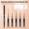 imageBeetles Liner Brushes for Nails 5pcs  Metallic Nail Art Brushes Black Nail Art Pens Liner Sizes 59152025mm with Palette Holder Painting Manicure Design Tools for Long Lines Details Fine Drawing005pcs Liner Brushes Black