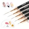 imageBeetles Liner Brushes for Nails 5pcs  Metallic Nail Art Brushes Black Nail Art Pens Liner Sizes 59152025mm with Palette Holder Painting Manicure Design Tools for Long Lines Details Fine Drawing005pcs Liner Brushes Black