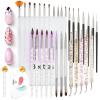 imageBeetles Nail Art Brushes 31pcs with Case  Confetti Nail Art Pens Daul Ended Dotting Tools Striping Liner Brushes for Nails 3D Flower Sculpting Tools Palette Holder DIY Home Salon Manicure Design Set31pcs Nail Art Brushes with Case