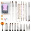 imageBeetles Nail Art Brushes 31pcs with Case  Confetti Nail Art Pens Daul Ended Dotting Tools Striping Liner Brushes for Nails 3D Flower Sculpting Tools Palette Holder DIY Home Salon Manicure Design Set31pcs Nail Art Brushes with Case