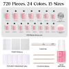 imageBeetles Press On Nails Kit  Creamy Drizzle  720Pcs 24 Colors Short Square Press On Nails  15 Sizes French Glossy Glitter Jelly With Nail Glue ampamp Nail Tabs Stickers Fake Nails Kit Art For WomenBShort Square720PCSCreamy Drizzle