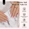 imageBeetles Press On Nails Kit  Creamy Drizzle  720Pcs 24 Colors Short Square Press On Nails  15 Sizes French Glossy Glitter Jelly With Nail Glue ampamp Nail Tabs Stickers Fake Nails Kit Art For WomenAShort Almond720PCSMirror Ball