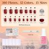 imageBeetles Press On Nails Kit  Creamy Drizzle  720Pcs 24 Colors Short Square Press On Nails  15 Sizes French Glossy Glitter Jelly With Nail Glue ampamp Nail Tabs Stickers Fake Nails Kit Art For WomenCShort Square360PCSFestival Glow