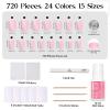 imageBeetles Press On Nails Kit  Creamy Drizzle  720Pcs 24 Colors Short Square Press On Nails  15 Sizes French Glossy Glitter Jelly With Nail Glue ampamp Nail Tabs Stickers Fake Nails Kit Art For WomenBShort Square720PCS Funfetti