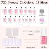 imageBeetles Press On Nails Kit  Creamy Drizzle  720Pcs 24 Colors Short Square Press On Nails  15 Sizes French Glossy Glitter Jelly With Nail Glue ampamp Nail Tabs Stickers Fake Nails Kit Art For WomenBShort Square720PCSCandy Mix