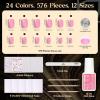 imageBeetles Press On Nails Kit  Creamy Drizzle  720Pcs 24 Colors Short Square Press On Nails  15 Sizes French Glossy Glitter Jelly With Nail Glue ampamp Nail Tabs Stickers Fake Nails Kit Art For WomenBShort Squaval576PCSChroma Pop