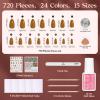 imageBeetles Press On Nails Kit  Creamy Drizzle  720Pcs 24 Colors Short Square Press On Nails  15 Sizes French Glossy Glitter Jelly With Nail Glue ampamp Nail Tabs Stickers Fake Nails Kit Art For WomenAShort Almond720PCSPrism Parade