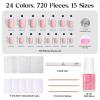 imageBeetles Press On Nails Kit  Creamy Drizzle  720Pcs 24 Colors Short Square Press On Nails  15 Sizes French Glossy Glitter Jelly With Nail Glue ampamp Nail Tabs Stickers Fake Nails Kit Art For WomenBShort Squaval720PCSPrism Pop