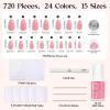 imageBeetles Press On Nails Kit  Creamy Drizzle  720Pcs 24 Colors Short Square Press On Nails  15 Sizes French Glossy Glitter Jelly With Nail Glue ampamp Nail Tabs Stickers Fake Nails Kit Art For WomenAShort Almond720PCSRainbow Gleam