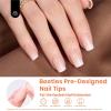 imageBeetles Press on Nails 150 PCS 4 in 1 Ombre Gel Nail Tips Rosy Brown Medium Coffin Press ons Preapplied Primer ampamp Base Coat Glue on Nail Tips No Need to File Fake Nails DIY Nails Gift for WomenPShort Squoval