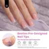 imageBeetles Press on Nails 150 PCS 4 in 1 Ombre Gel Nail Tips Rosy Brown Medium Coffin Press ons Preapplied Primer ampamp Base Coat Glue on Nail Tips No Need to File Fake Nails DIY Nails Gift for WomenA1Short Squoval