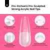 imageBeetles Tipex Instant Apex Nail Tips Kit  Almond Medium 224PCS 16 Sizes  PreEtched Thick Full Cover Acrylic Tips with Tipex Nail Glue Dehydrator Primer Base ampamp Top Coat Mini UV Lamp16Coffin Long 224pcs Tipex Nail Kit