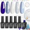 imageBeetles Blooming Gel and Nail Art Brushes Set  Ombre Nail Brush Gradient Stipple Clean Up Fingernail Art Pens and Silicone Dotting Tool for Gel Polish Marble Blush Chrome DIY Manicure Designs0Sparkling Snow