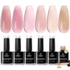 imageBeetles Builder Gel SetSoft Nude Whisper 6 Colors 8 in 1 Strengthening Apex Building Nail Extension for Beginners DIY Salon at HomeNude Builder Nail GelUV ampamp LED Lamp Needed0HEMA FreeVeil of Heaven