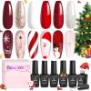 imageBeetles Christmas Gel Nail Polish  Candy Cane Gel Polish Set 6 Color Burgundy Red Glitter White Silver Winter Snow Holiday Sparkle Manicure Kit Soak off Uv Nail Art Design Gifts for Women0  ACandy Cane