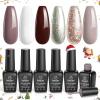 imageBeetles Christmas Gel Nail Polish  Candy Cane Gel Polish Set 6 Color Burgundy Red Glitter White Silver Winter Snow Holiday Sparkle Manicure Kit Soak off Uv Nail Art Design Gifts for Women006 Colors Ginerbread Gel Polish Set