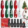 imageBeetles Christmas Gel Polish Set  Christmas Eif Collection Sparkle Red Green Glitter Gel Polish Kit Soak Off UV LED Gel Nail Kit with Nail Strengthener Gel Sticker Gift for Women00 0Red Happy Holidays
