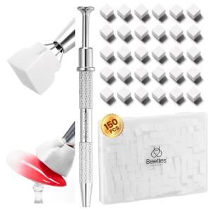 imageBeetles 150Pcs Soft Nail Sponges for Ombre White Nail Sponge with Grabbing Pen Blooming Nails Art Brushes Gradient Manicure DIY Tools Professional Accessories Supplies for Home and Salon Use150pcs White Nail Sponges