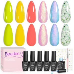 imageBeetles Blooming Gel and Nail Art Brushes Set  Ombre Nail Brush Gradient Stipple Clean Up Fingernail Art Pens and Silicone Dotting Tool for Gel Polish Marble Blush Chrome DIY Manicure DesignsBuzzy Field