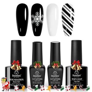imageBeetles Blooming Gel and Nail Art Brushes Set  Ombre Nail Brush Gradient Stipple Clean Up Fingernail Art Pens and Silicone Dotting Tool for Gel Polish Marble Blush Chrome DIY Manicure Designs0  Black White Colors