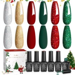 imageBeetles Blooming Gel and Nail Art Brushes Set  Ombre Nail Brush Gradient Stipple Clean Up Fingernail Art Pens and Silicone Dotting Tool for Gel Polish Marble Blush Chrome DIY Manicure DesignsChristmas Holly Berries