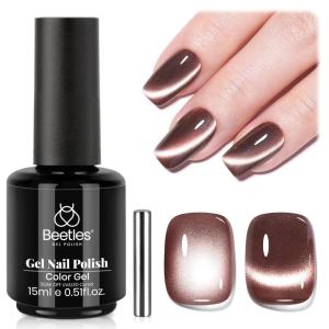 imageBeetles Brown Cat Eye Gel Nail Polish  Velvet Cinnamon Cat Eye Gel Polish 15ML Fall Brown Mocha Mousse Magnetic Glitter Gel Polish with Magnet Soak Off UV French Nail Art Manicure Gift for WomenBCinnamon Girl