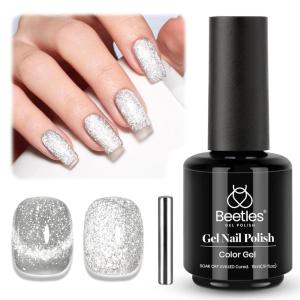 imageBeetles Brown Cat Eye Gel Nail Polish  Velvet Cinnamon Cat Eye Gel Polish 15ML Fall Brown Mocha Mousse Magnetic Glitter Gel Polish with Magnet Soak Off UV French Nail Art Manicure Gift for WomenCSparking Cat Eye