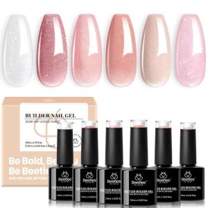 imageBeetles Builder Gel SetSoft Nude Whisper 6 Colors 8 in 1 Strengthening Apex Building Nail Extension for Beginners DIY Salon at HomeNude Builder Nail GelUV ampamp LED Lamp NeededSubtle Shimmer