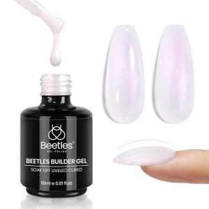 imageBeetles Builder Gel for Nails 7 in 1 Builder Fall Nails Gel Color Nude Brown for Nails Extension ampamp Building Apex Strengthen Thin Nails DIY Salon at Home Nail Art UV ampamp LED Lamp Needed Gift for WomenGlitter Silk