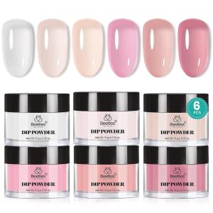 imageBeetles Christmas Dip Powder Nail Kit 6 Colors Red Glitter Dipping Powder No Need Nail Lamp Cured Manicure DIY Salon Gift for Girls WomenClassic Nude