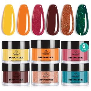 imageBeetles Christmas Dip Powder Nail Kit 6 Colors Red Glitter Dipping Powder No Need Nail Lamp Cured Manicure DIY Salon Gift for Girls WomenMolten Sunset