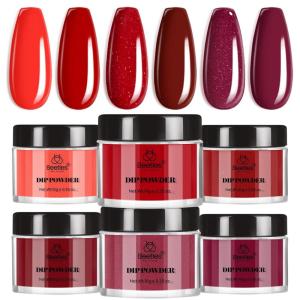 imageBeetles Christmas Dip Powder Nail Kit 6 Colors Red Glitter Dipping Powder No Need Nail Lamp Cured Manicure DIY Salon Gift for Girls WomenRuby Preface
