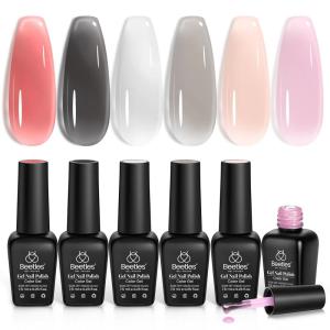 imageBeetles Christmas Gel Nail Polish  Candy Cane Gel Polish Set 6 Color Burgundy Red Glitter White Silver Winter Snow Holiday Sparkle Manicure Kit Soak off Uv Nail Art Design Gifts for WomenUnfading Glow