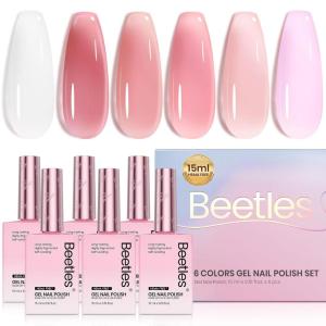 imageBeetles Christmas Gel Nail Polish  Candy Cane Gel Polish Set 6 Color Burgundy Red Glitter White Silver Winter Snow Holiday Sparkle Manicure Kit Soak off Uv Nail Art Design Gifts for WomenPeachy Cream