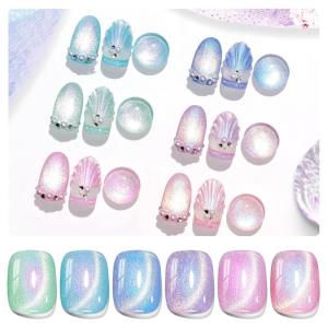 imageBeetles Christmas Gel Nail Polish  Candy Cane Gel Polish Set 6 Color Burgundy Red Glitter White Silver Winter Snow Holiday Sparkle Manicure Kit Soak off Uv Nail Art Design Gifts for WomenPrismatic Mirage