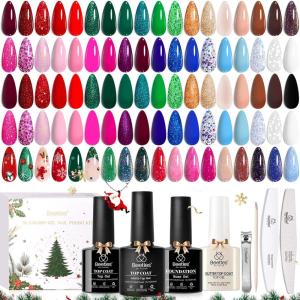 imageBeetles Christmas Gel Nail Polish Set  Christmas Spectrum Red Green Glitter Gel Polish 36 Colors Soak Off UV LED Winter Long Lasting Nail Gel Kit for Manicure Gifts for WomenChristmas Spectrum