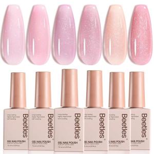 imageBeetles Christmas Gel Nail Polish Set 5 Winter Colors Dark Blue Glitter White Light Blue Silver Gel Polish with Sealing Gel Sugar Dust Powder Nail Sticker UV LED Needed Gifts for Women Sparkling Snow000Romantic Shimmer