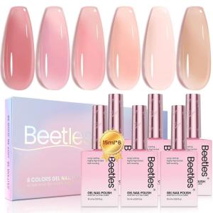 imageBeetles Christmas Gel Polish Set  Christmas Eif Collection Sparkle Red Green Glitter Gel Polish Kit Soak Off UV LED Gel Nail Kit with Nail Strengthener Gel Sticker Gift for Women000Nude Pink Jelly Gel 15ML6