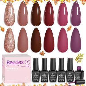 imageBeetles Christmas Gel Polish Set  Christmas Eif Collection Sparkle Red Green Glitter Gel Polish Kit Soak Off UV LED Gel Nail Kit with Nail Strengthener Gel Sticker Gift for Women006 Colors Silent Flower