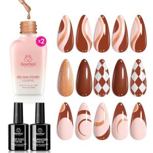 imageBeetles Christmas Gift Gel Nail Polish Set Beetles X DIY Nail Brown Glitter Gel Nail Polish with BaseampampTop Coat for DIY Series Color Trend Set