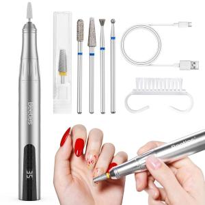 imageBeetles Electric Nail Drill Cordless 35 Adjustable Speeds Portable Nail Drill Rose Gold Long Battery Life Polishing Set Professional Nails Machine Kit Manicure Pedicure Tools for Home Salon UseSilver Electric Cordless Nail Drill