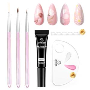 imageBeetles Gel Nail Art Brushes 6 Pcs DoubleEnded Fingernail Art Design Pens Gel Paint Liner Ombre Gradient French Tip Brush Dotting Pen Nail Brush Set DIY Manicure Tools Gift for WomenA3 Pcs Nail Art Brushes  White Gel