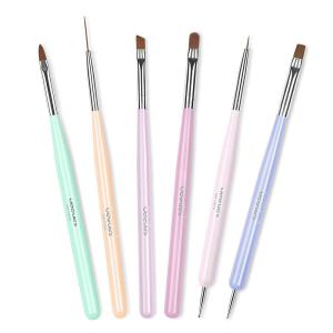imageBeetles Gel Nail Art Brushes 6 Pcs DoubleEnded Fingernail Art Design Pens Gel Paint Liner Ombre Gradient French Tip Brush Dotting Pen Nail Brush Set DIY Manicure Tools Gift for Women06pcs Gray Nail Brush