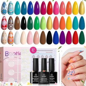 imageBeetles Gel Nail Polish Set 25 Colors Color Dairy Polish Kit Nude Black Brown Red Color Gel Nails with Base Coat Glossy ampamp Matte Top Coat Colorful Bottles UV Led Soak Off Gifts for Women0 Boho Style Gel Polish