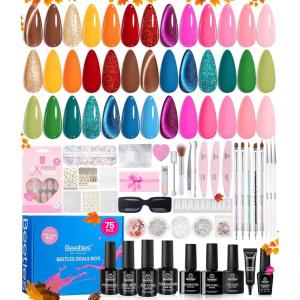 imageBeetles Gel Nail Polish Set 25 Colors Color Dairy Polish Kit Nude Black Brown Red Color Gel Nails with Base Coat Glossy ampamp Matte Top Coat Colorful Bottles UV Led Soak Off Gifts for WomenWandering Peace Collection
