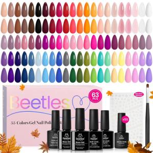 imageBeetles Gel Nail Polish Set 25 Colors Color Dairy Polish Kit Nude Black Brown Red Color Gel Nails with Base Coat Glossy ampamp Matte Top Coat Colorful Bottles UV Led Soak Off Gifts for WomenAll Season Fall Collection