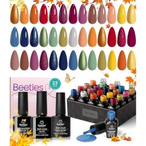 imageBeetles Gel Nail Polish Set 25 Colors Color Dairy Polish Kit Nude Black Brown Red Color Gel Nails with Base Coat Glossy ampamp Matte Top Coat Colorful Bottles UV Led Soak Off Gifts for Women00 Autumn Spectrum