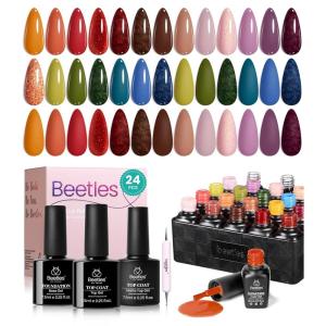 imageBeetles Gel Nail Polish Set 25 Colors Color Dairy Polish Kit Nude Black Brown Red Color Gel Nails with Base Coat Glossy ampamp Matte Top Coat Colorful Bottles UV Led Soak Off Gifts for Women00 Toy Eden